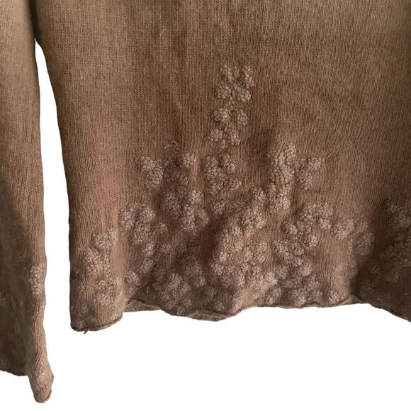 NOUGAT London Ombré Angora Cowl Neck Bell Sleeve Embroidered Sweater Tan M - Picture 4 of 11